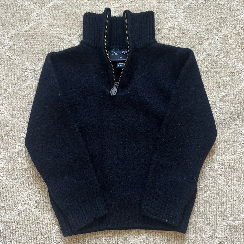 Oscar de la Renta Kids Navy Quarter Zip-Up Sweater